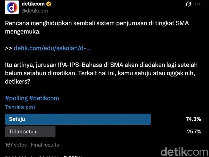 Polling penjurusan di SMA